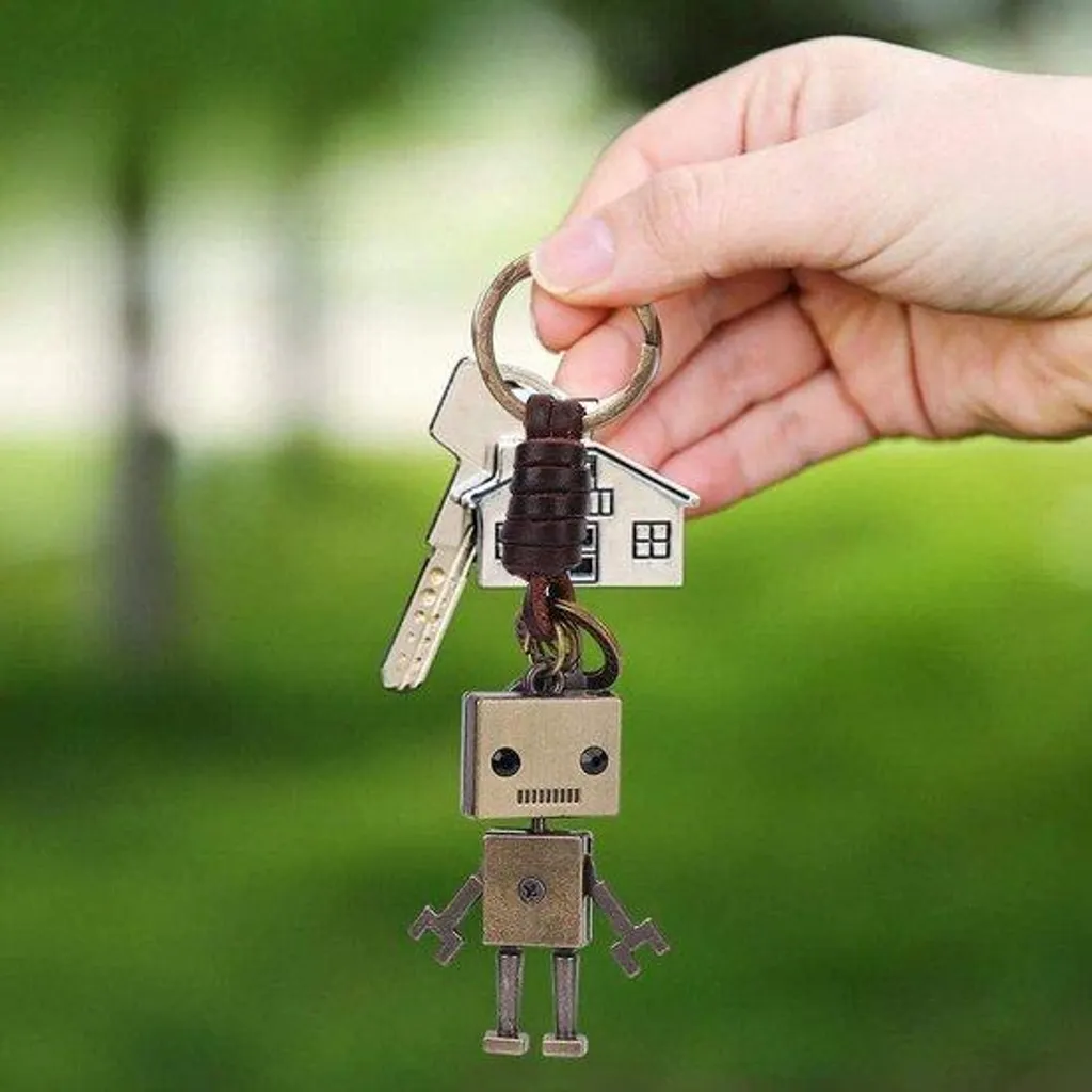 Porte-clés robot en cuir véritable de 30 cm - Accessoire de luxe XL
