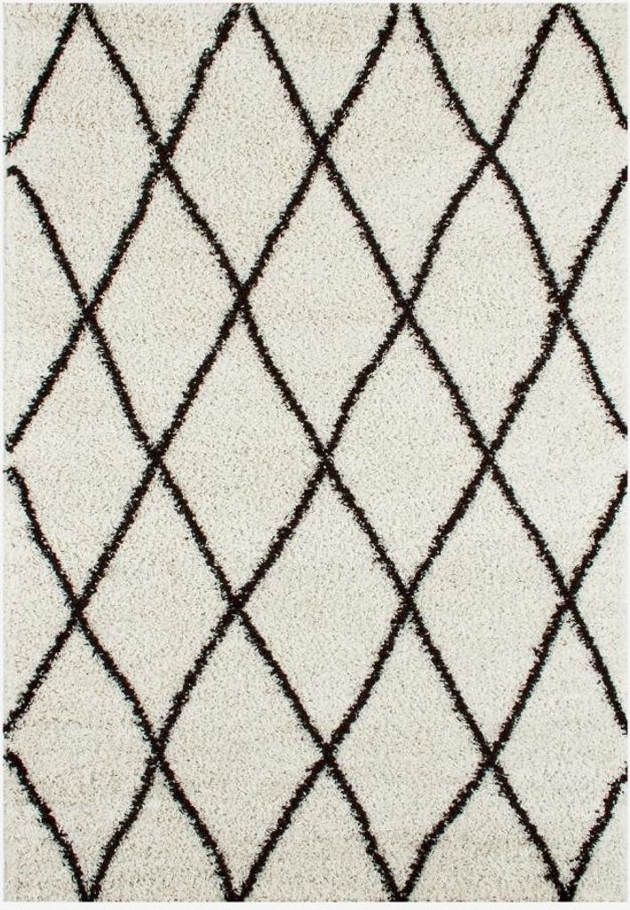 sweeek - Indoor Teppich Shaggy, Berber-Stil, weiß und schwarz