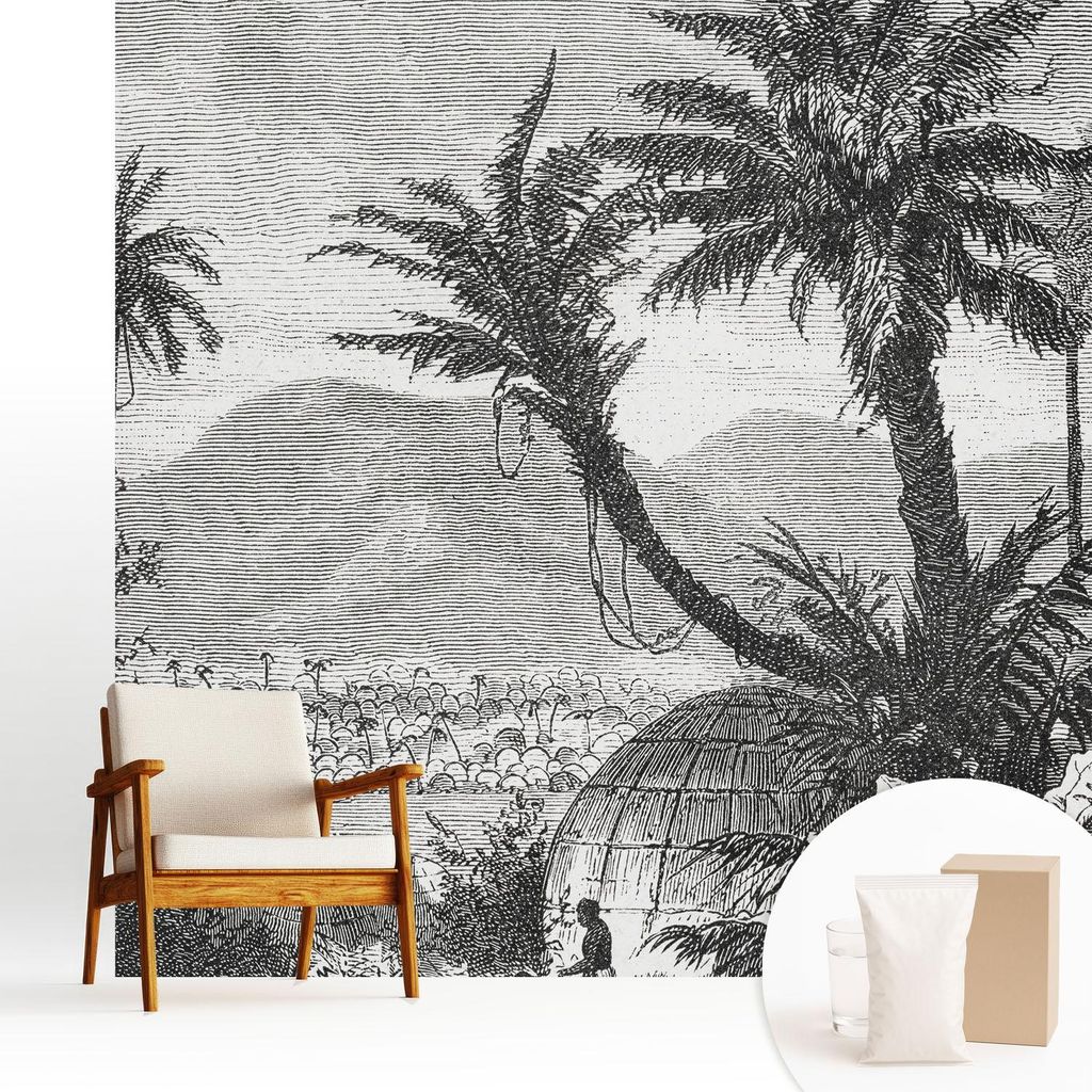 Fototapete - 250x250 cm - Tapete - Wandtapete - Wandbilder - Dekofolie - Tapete Folie - Wand - Dekoration - Wohnzimmer - Tropische Oase