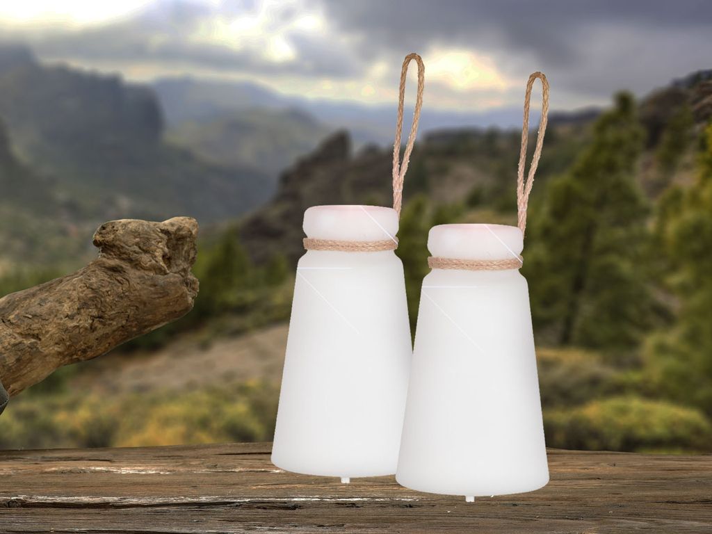 2er SET Outdoor Tischlampen 20cm klein ohne Kabel - dimmbar & RGB Farbwechsler