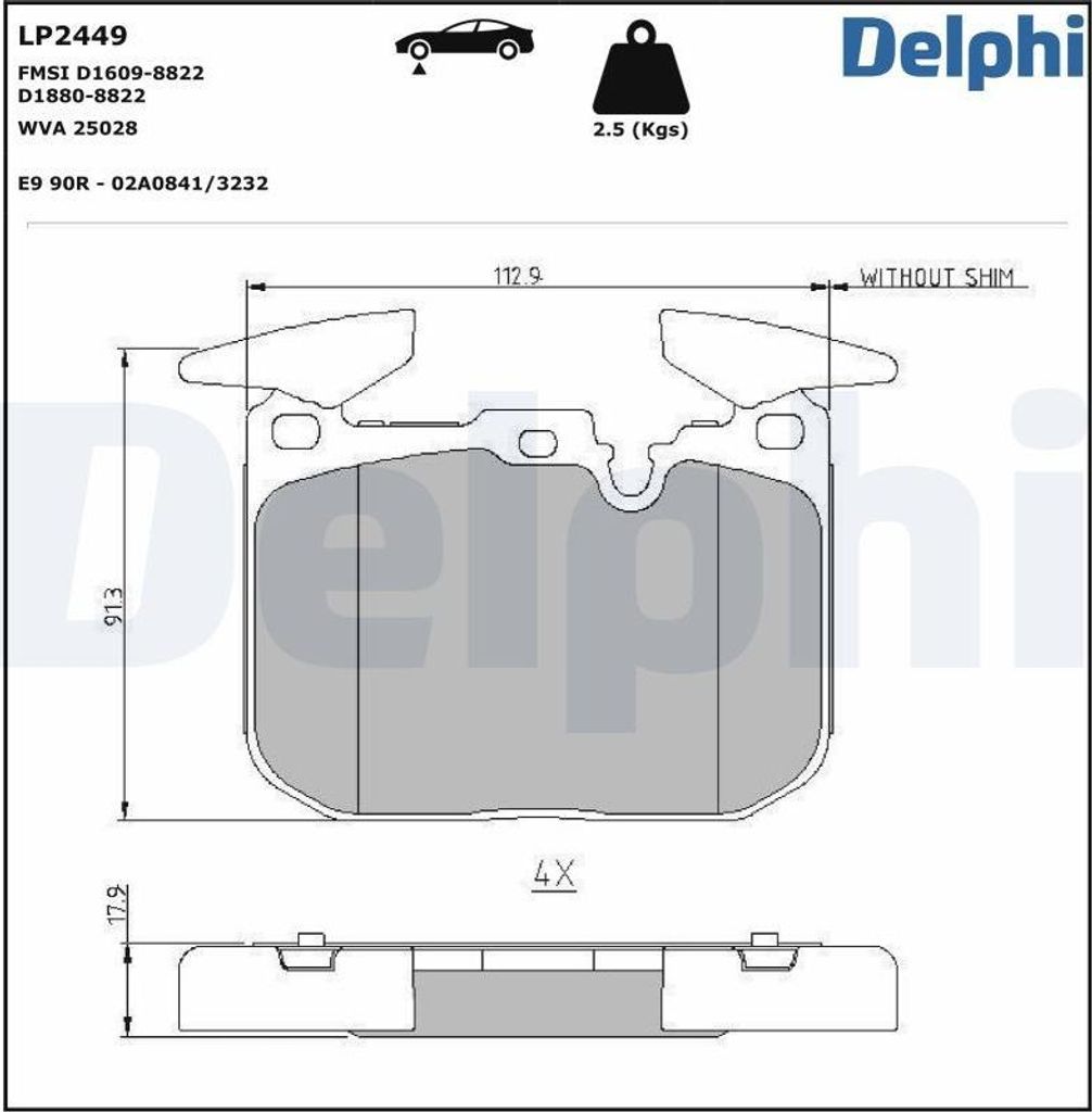 DELPHI Bremsbeläge Satz Vorne Bremsklötze für BMW 1 Schrägheck (F20) LP2449