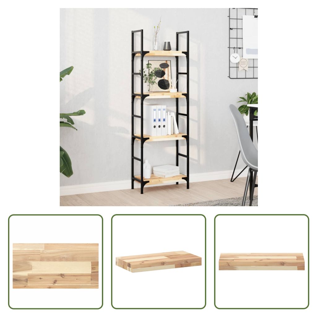 The Living Store Schweberegal 40x20x4 cm Massivholz Akazie Unbehandelt
