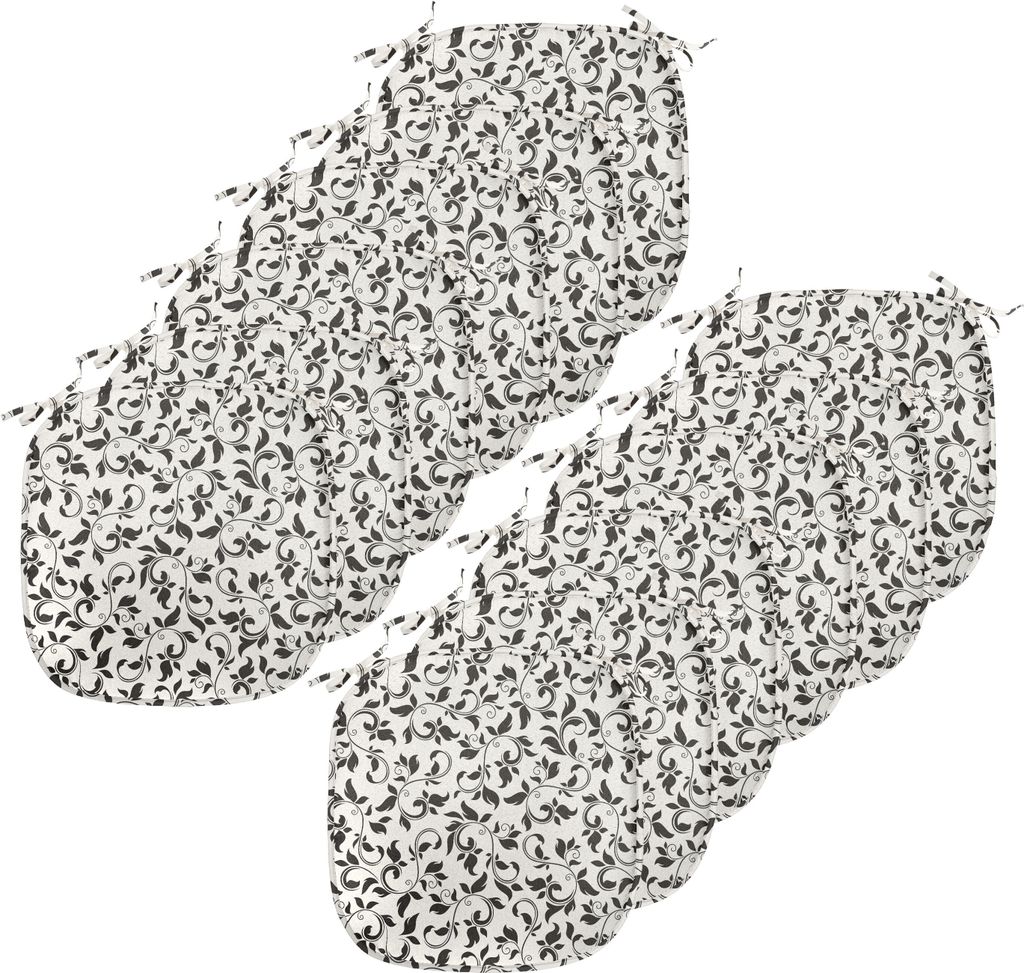 ABAKUHAUS Blatt Polster für Esszimmerstühle, Monochrome Scroll-Muster, Dekoratives wasserfestes Kissen mit Riemen für Küchensitze, 40 cm x 40 c...