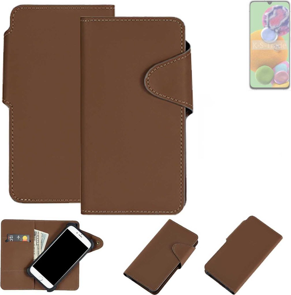 K-S-Trade Schutzhülle Klapphülle Kunstleder für Samsung Galaxy A90 5G braun Handy Hülle Wallet Case