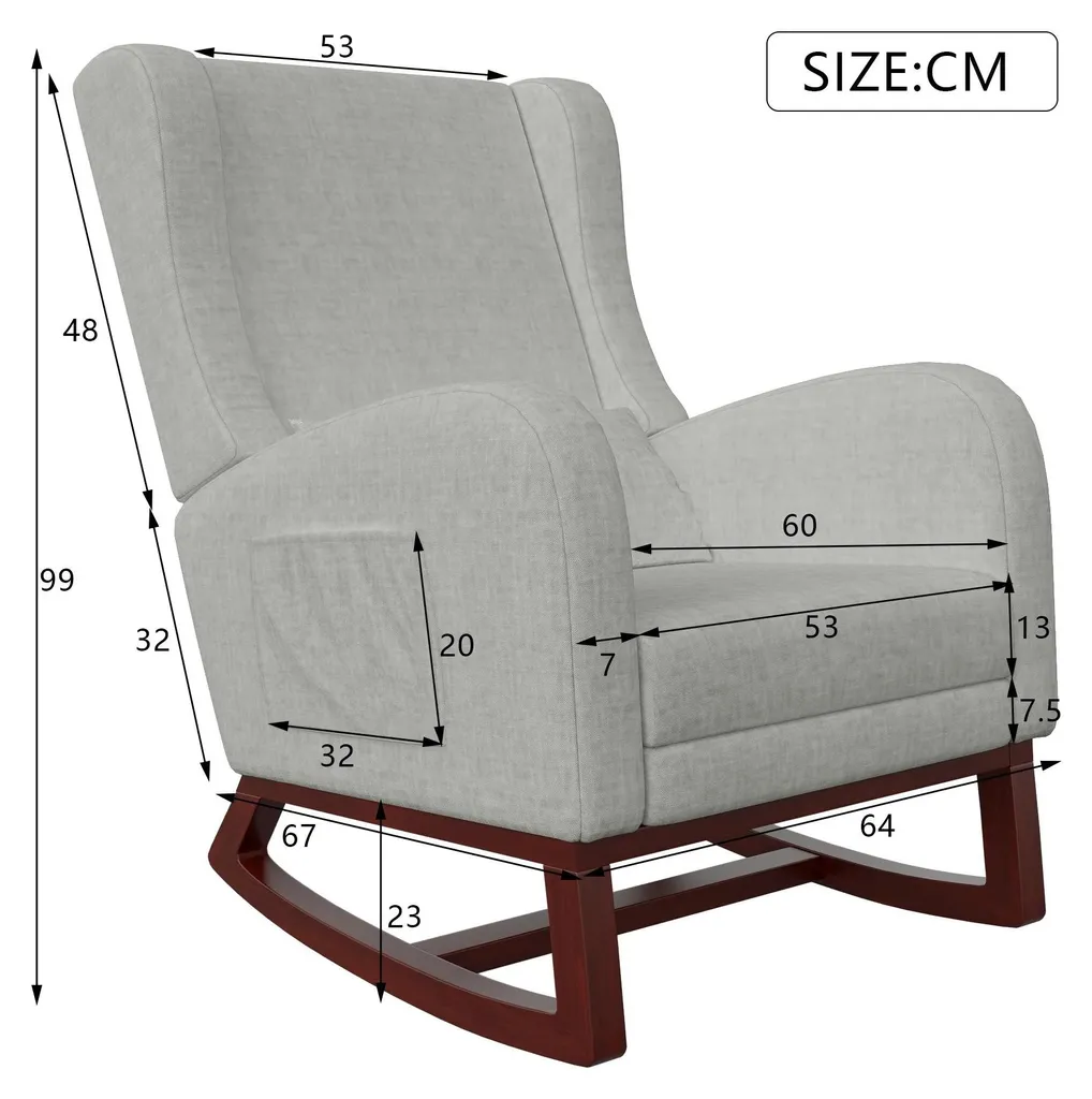 Fauteuil de lecture gris à bascule idéal pour la relaxation et bébé