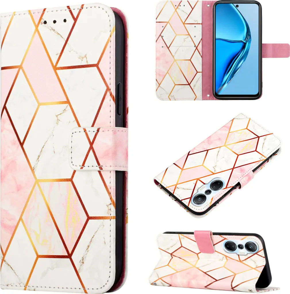 Custodia Infinix Hot 20S/20 Pro, Custodia in Finto cuoio con motivo a marmi, tasche per carte, custodia con supporto per Infinix Hot 20S/20 Pro Rosa