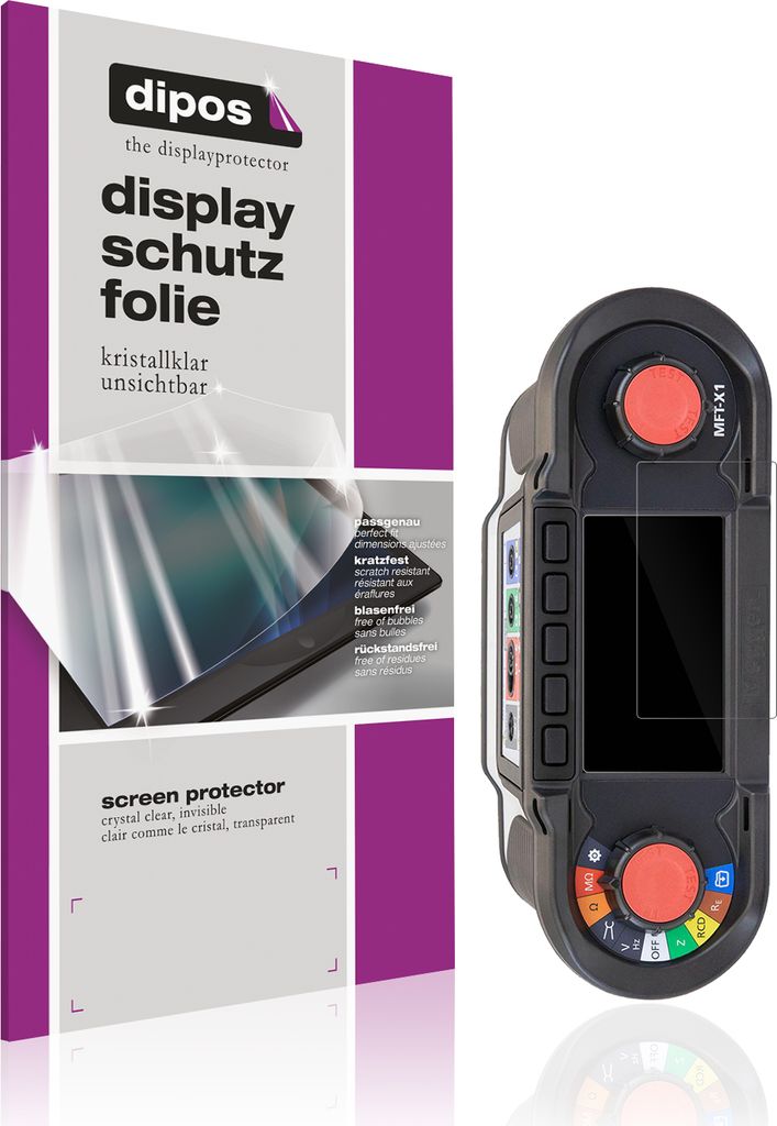 2x Schutzfolie für Megger MFT-X1 klar Displayschutzfolie Folie Display Schutz dipos