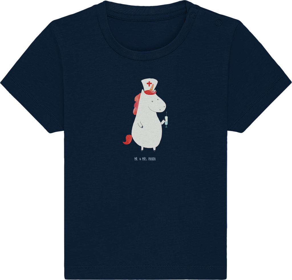 Mr. & Mrs. Panda Babyshirt Einhorn Krankenschwester 12. - 18. Monat - French Navy - Geschenk, Baby Kurzarmshirt, Kleinkind T-Shirt, , Unicorn, Kran...
