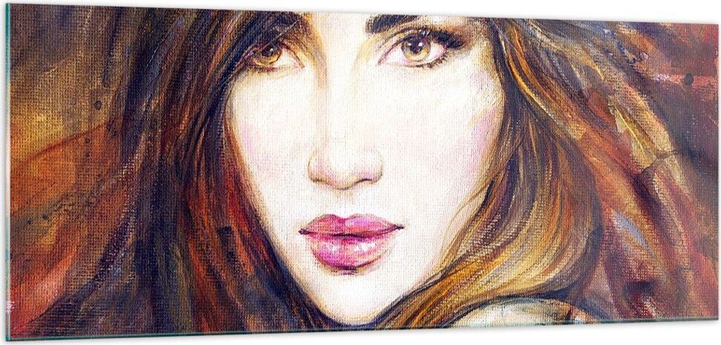 Bilder auf glas - Frau Gesicht Lippen - 100x40cm - Glasbilder - Wandbilder - Kunstdruck - zum Aufhängen bereit - Wanddekoration aus Glas - Glas Bi...