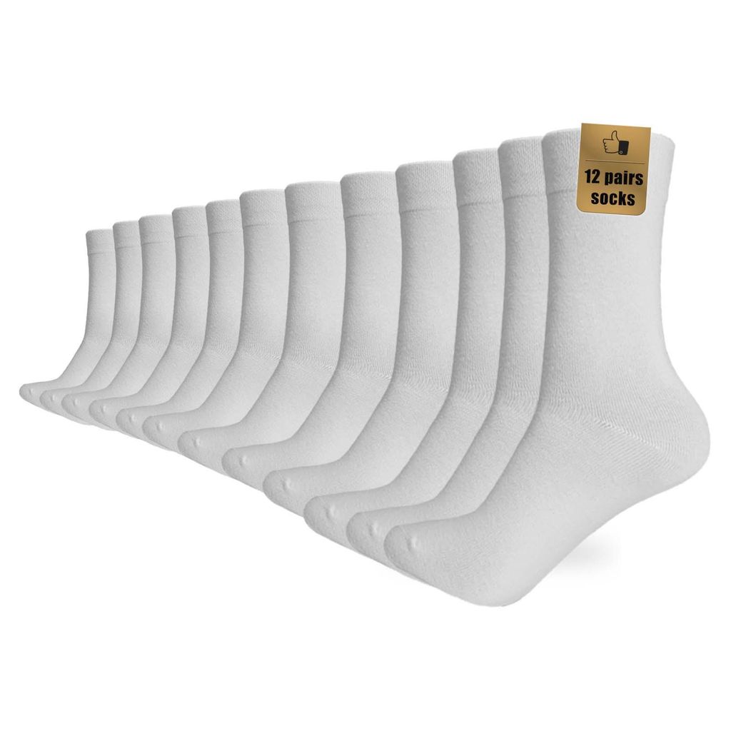 YALION 12 Paar Sneaker Socken Herren, Atmungsaktive Baumwolle, Bequeme Sportsocken für Alltag & Laufen, Größe 38-39– Weiß