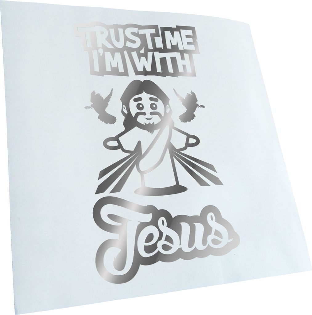 Kiwistar - Autoaufkleber - Trust me im with jesus - Chrom - 60x33cm - Aufkleber für Auto, Laptop, Fahrrad, LKW, Motorrad mehrfarbig JDM Decal Racing
