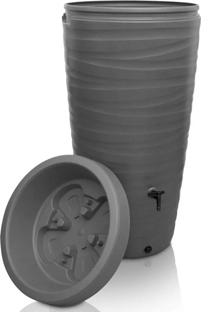 Réservoir d'eau de pluie 240L Wave Design gris avec robinet intégré