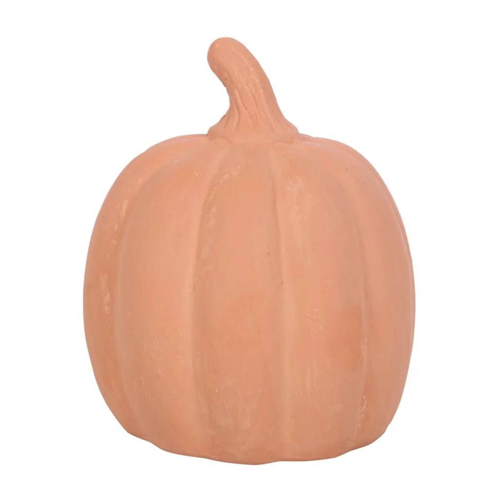 Citrouille Décorative d'Automne en Terre Cuite Brune - Objet Halloween - 2