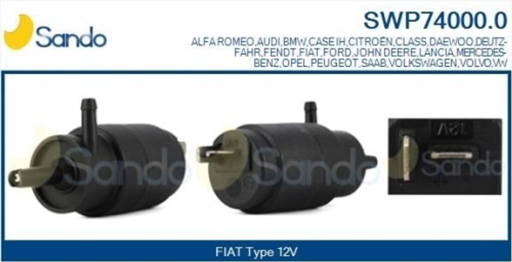 1 Waschwasserpumpe, Scheibenreinigung SANDO SWP74000.0 für BMW FIAT FORD LADA VW