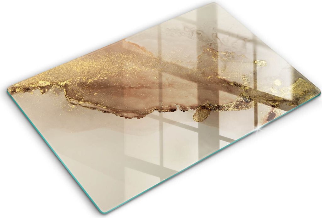 Abdeckung Glas - Küchenabdeckung - 80x52 cm - Abdeckplatte -Goldabstraktion