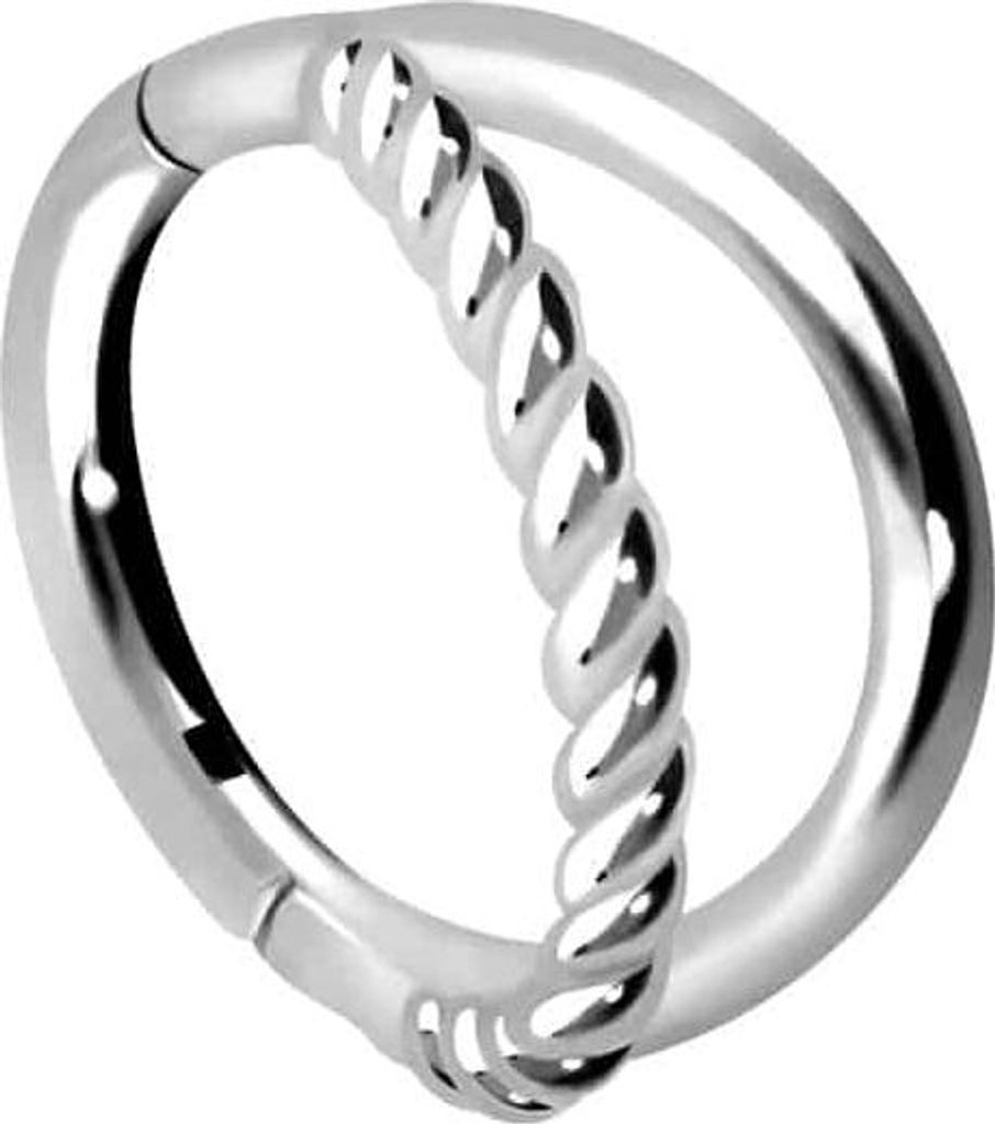 Ohrpiercing, Nasenpiercing, Septum Piercing Chirurgenstahl Segmentring Clicker 2 RINGE + GEDREHT Silber Innendurchmesser: 8 mm