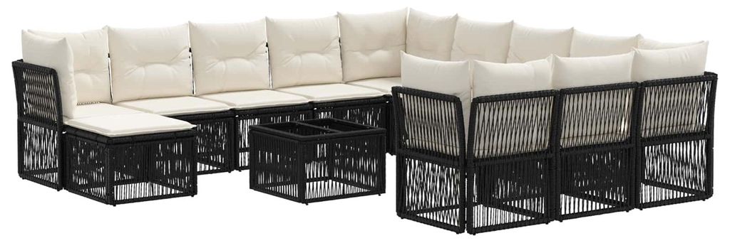 Gartensofa-set 13 pcs Schwarz Poly-Rattan