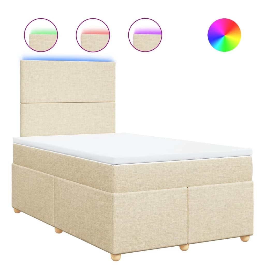 vidaXL Boxspringbett mit Matratze Creme 120x200 cm Stoff