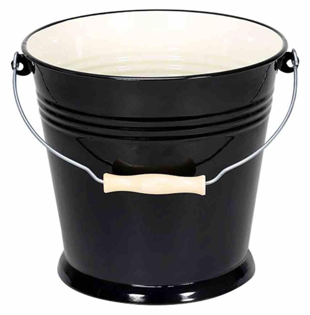 KRÜGER Eimer Triest 10 l Emaille schwarz innen creme Produktbild 