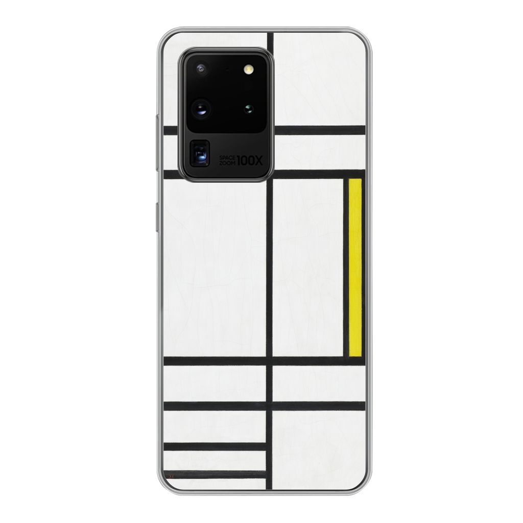 MuchoWow Handyhülle Schutzhülle Hülle für Samsung Galaxy S20 Ultra Komposition in Weiß, Rot und Gelb - Piet Mondrian Silikon Softcase Handy ...
