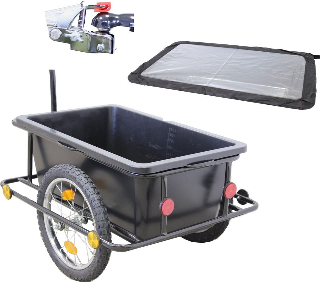 Fahrradanhänger mit Kupplung 90L Plane Handwagen Produktbild 
