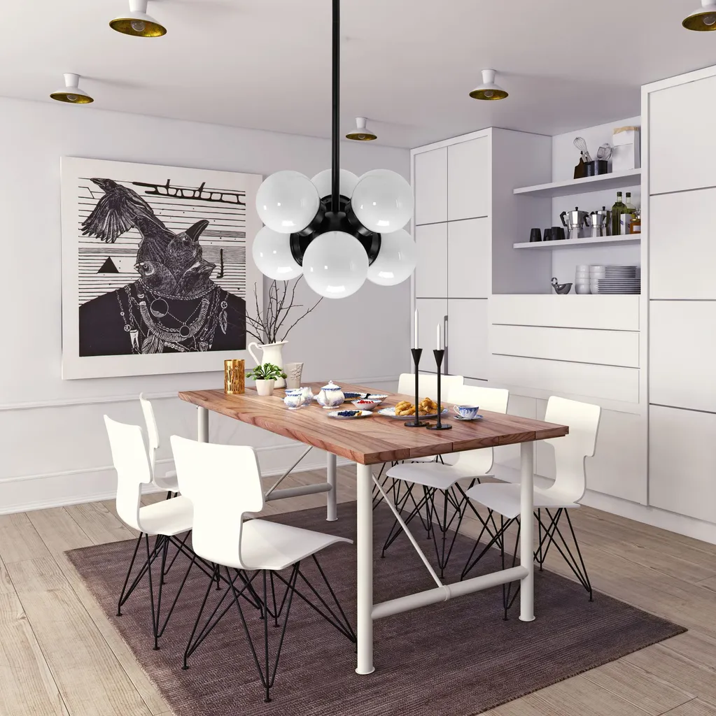 Suspension pour table à manger Toolight APP904-6CP noire - Style loft chic - 3