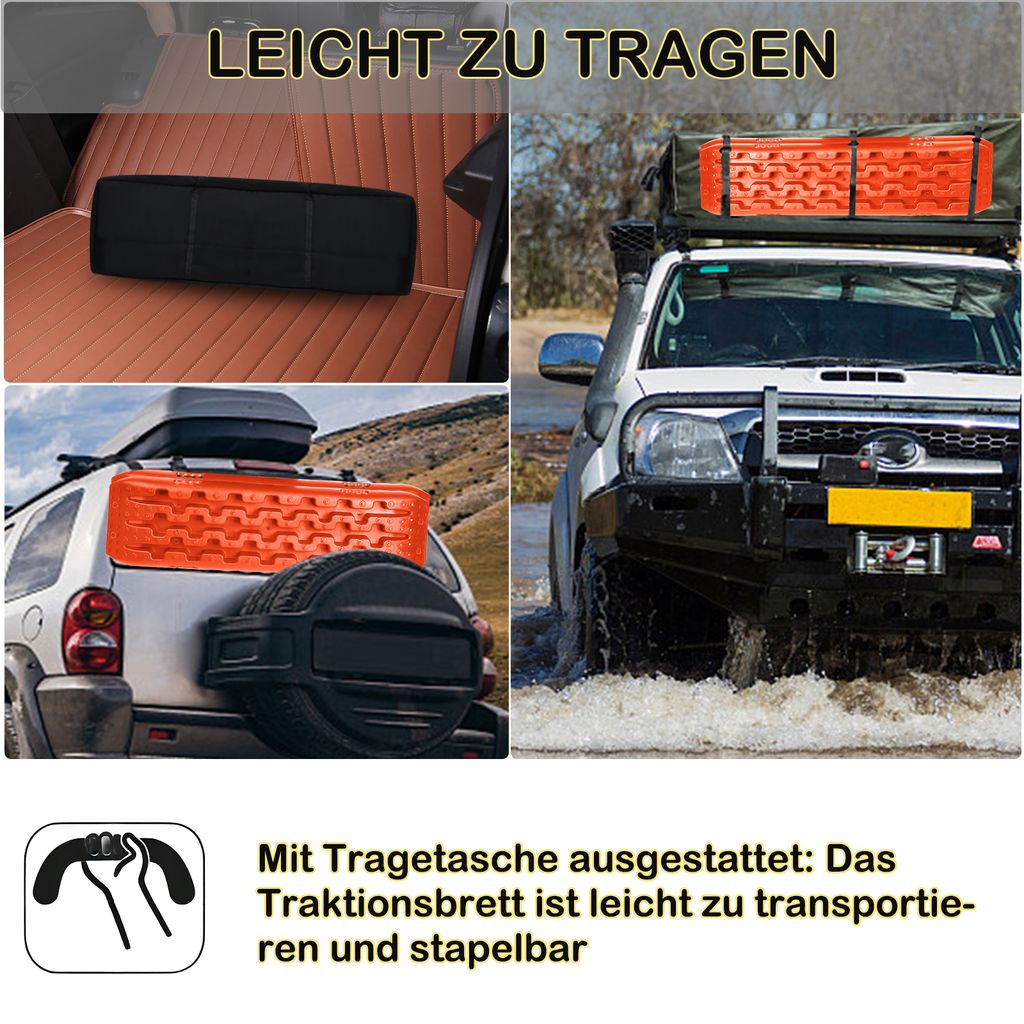 Yakimz Anfahrhilfe Wohnmobil 2 Stücke, Recovery Board Offroad Tracks Traction Mats Traktionsmatte Anfahrhilfe Schlamm Schnee Traktionsband F R Suvs Wohnmobile Autos Und Lastwagen Schwarz