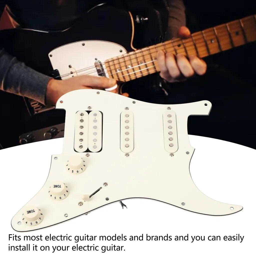 Plaque de montage blanche SSH19 pour guitare avec micros pré-câblés - 18