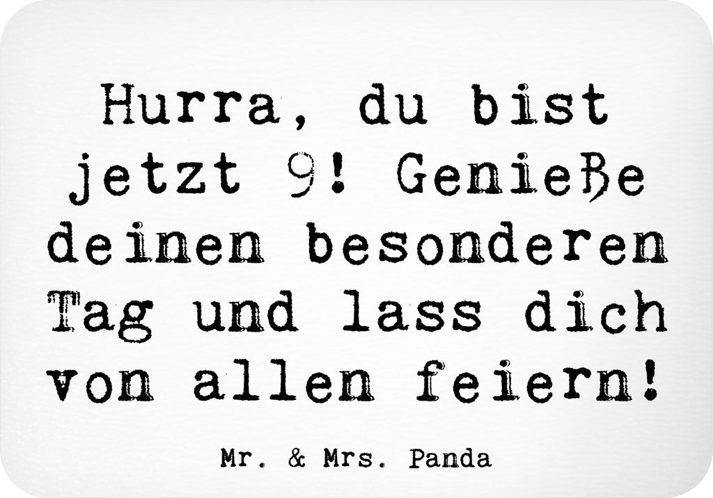 Mr. & Mrs. Panda magnet Spruch 9. Geburtstag Freude - Weiß - Geschenk, whiteboardmagnet, Kühlschrankmagnet, herzliche Glückwünsche, Happy Birth...