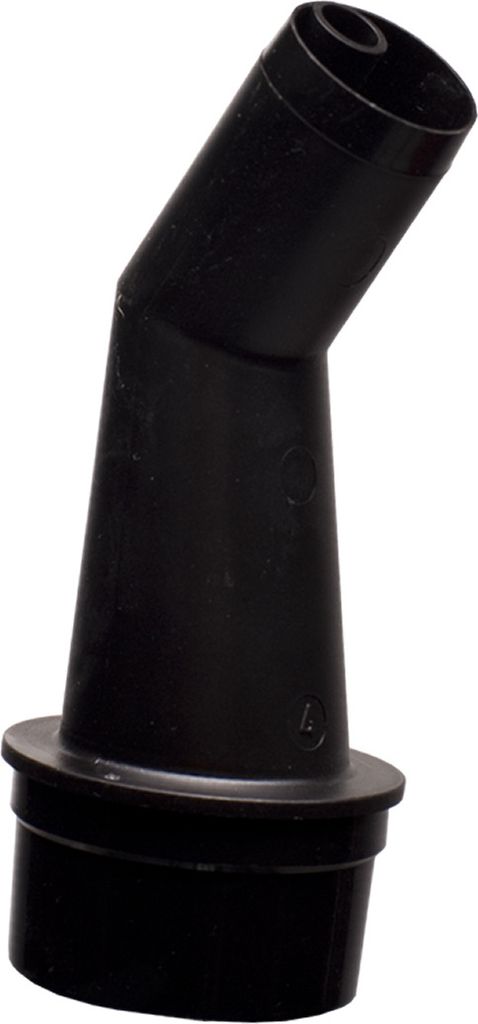 A black plastic pouring spout for canisters.