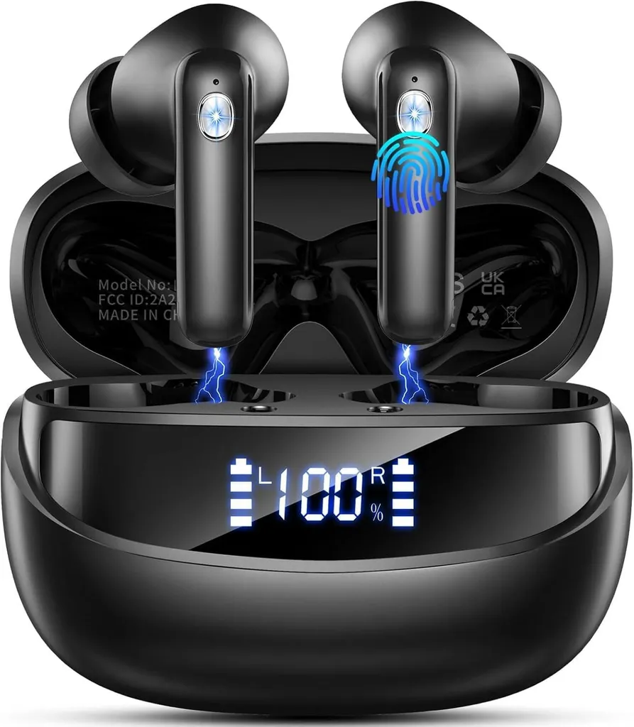 In-Ear- Kopfhörer, Bluetooth 5.4 HiFi Stereo, In Ear Kopfhörer mit 4 ENC Noise Cancelling Mics, 50 Std Spielzeit Kabellose Kopfhörer, IP7 Wasserdicht