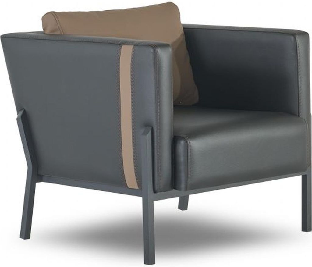 Schwarzer Ledersessel Arbeitszimmer Designer Einsitzer Leder Sitzmöbel