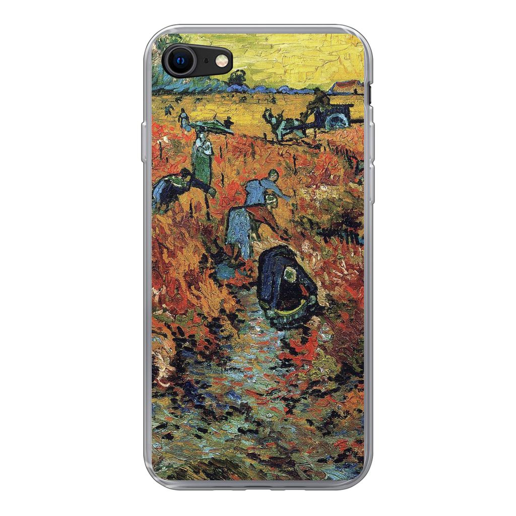 MuchoWow Handyhülle Schutzhülle Hülle für iPhone 8 Der rote Weinberg - Vincent van Gogh Silikon Softcase Handy Hülle - Schutzhaube