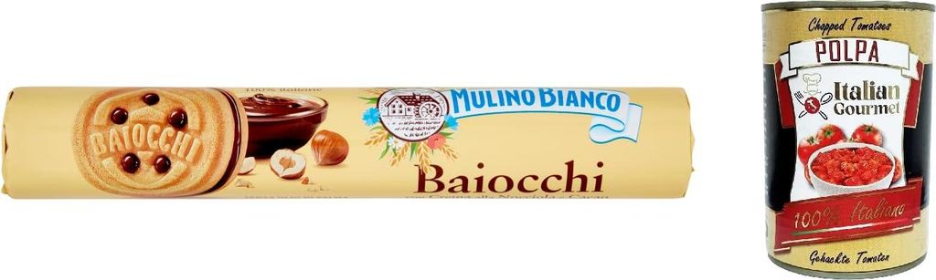6x Mulino Bianco Baiocchi tube schoko reigel Kekse mit Schokolade 168gr snack + Italian Gourmet polpa 400g
