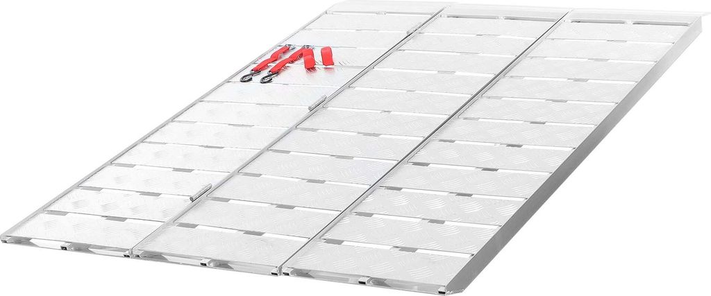 Wiltec Auffahrrampe 3-fach klappbar 172cm 340kg pro Element für Motorrad ATV Quad, Aluminium Auffahrschiene faltbar, Verladerampe rutschsicher