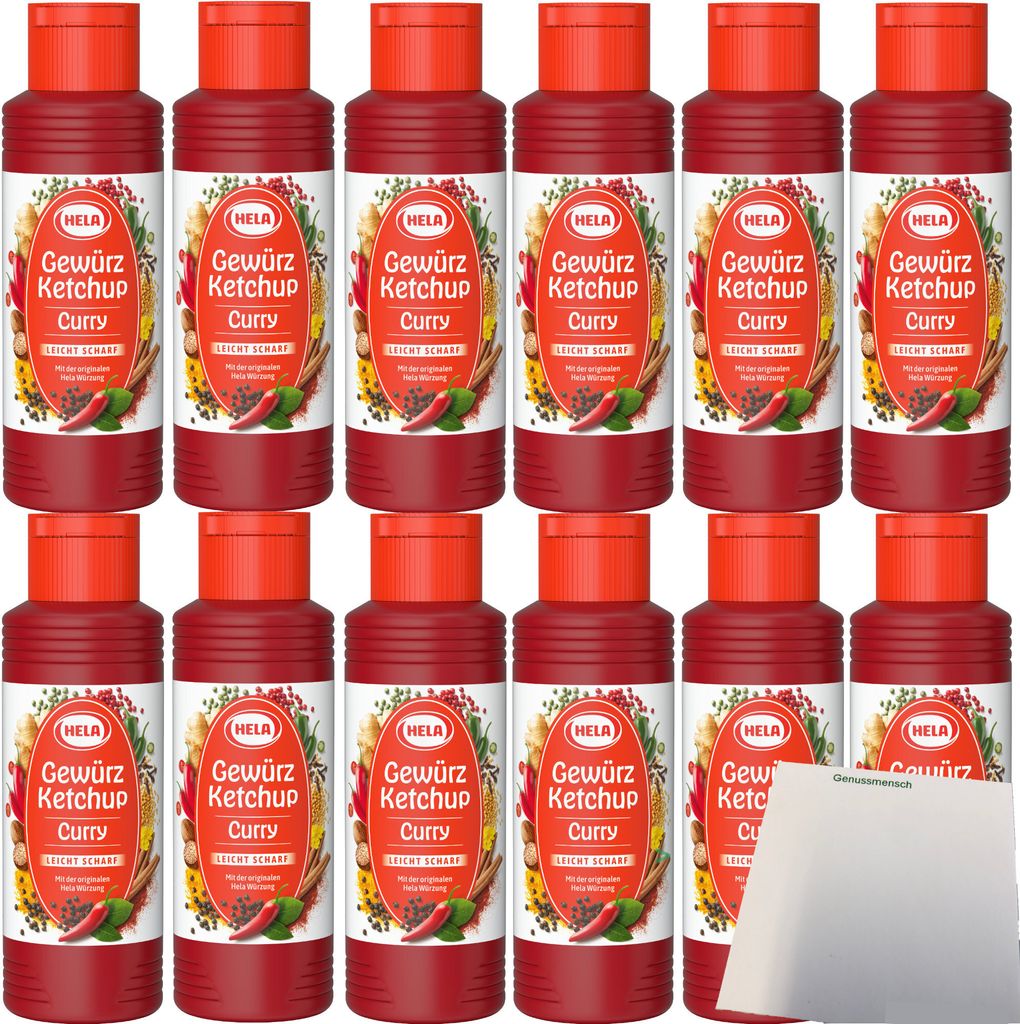 Hela Curry Gewürz Ketchup leicht scharf VPE (12x300ml Flasche) + usy Block