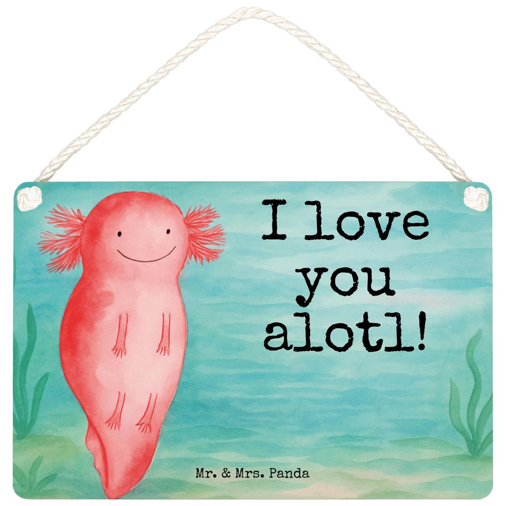 Mr. & Mrs. Panda Schild Axolotl Liebe Design DIN A6 - Weiß - Geschenk, für Frauen, Holzschild, Valentinstag, Wandbild Holz, Männer, Türschild, ...