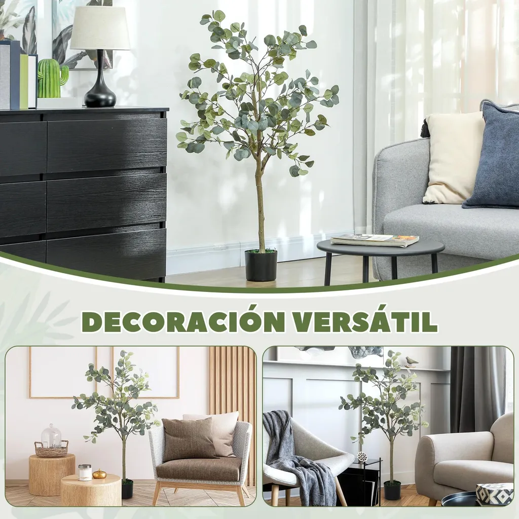 Arbre Artificiel Eucalyptus 150cm pour Balcon et Terrasse - Look Vert - 9