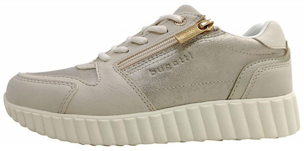 bugatti Damen Sandaletten, Frauen Sandalen,Sommersandalen,bequem,flach,Sommerschuhe,Freizeitschuhe,offene Schuhe,beige/Metallics (5290),38 EU/EU UK