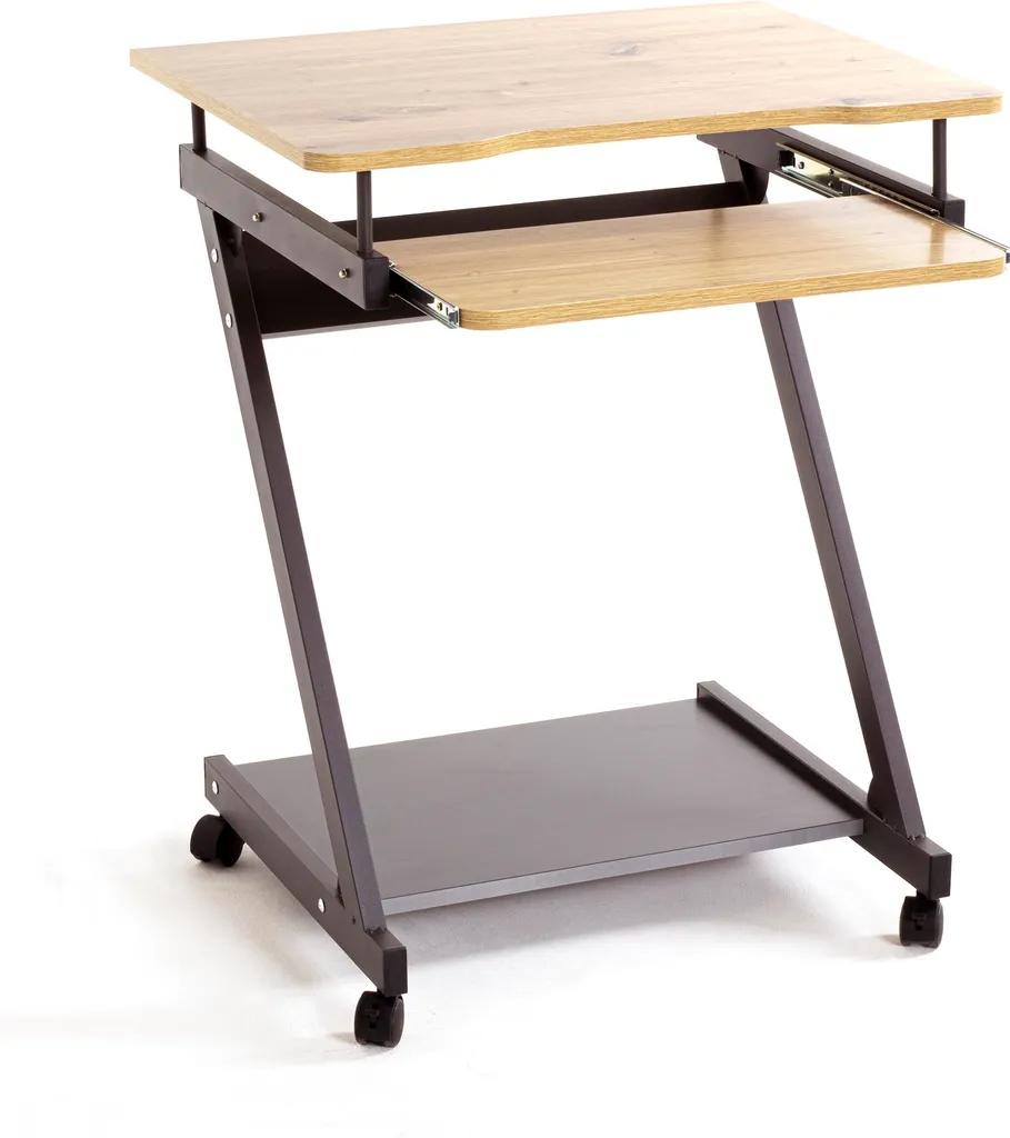 Table ordinateur HAKU Möbel à roulettes anthracite et chêne 60x76x49 cm