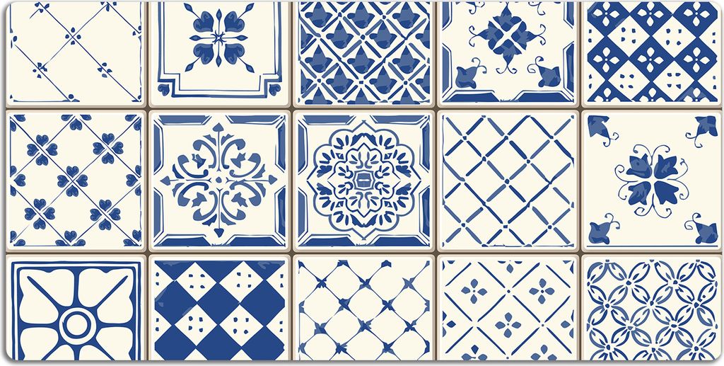 Schreibtischmatte Tischunterlage 120x60 cm Mauspad - Blaue Fliesen