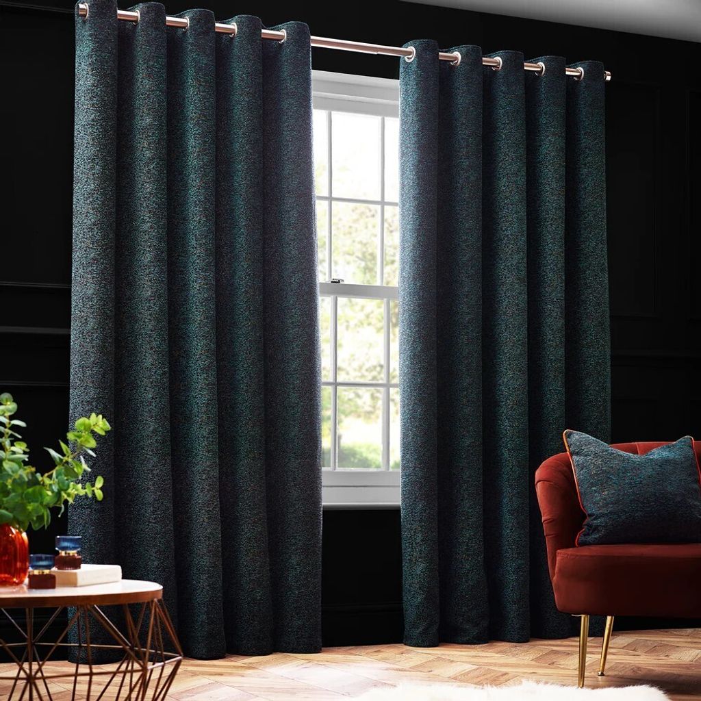 Paoletti - Ösenvorhänge "New Galaxy", Chenille RV3521 (229 cm x 137 cm) (Smaragd)