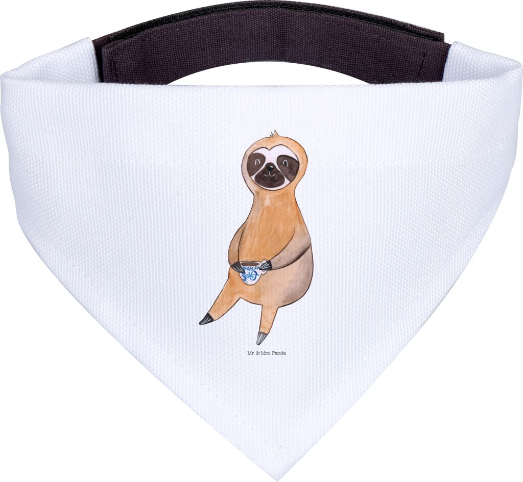 Mr. & Mrs. Panda Hundehalstuch Faultier Kaffee - Weiß - Geschenk, Hunde-Halstuch, Kaffeetasse, Hundeschal, Coffeeaddict, Halstuch, Coffeelover, Co...
