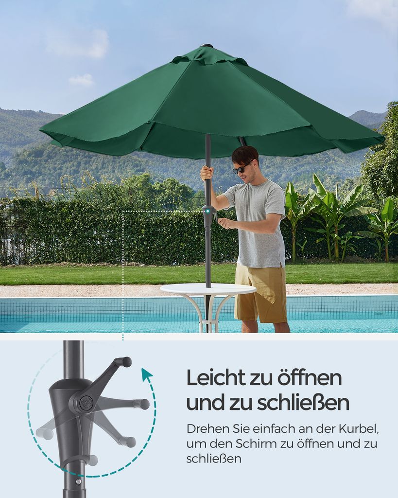 SONGMICS Sonnenschirm Ø300 cm UPF 50+ beidseitig um 30° Produktbild 3