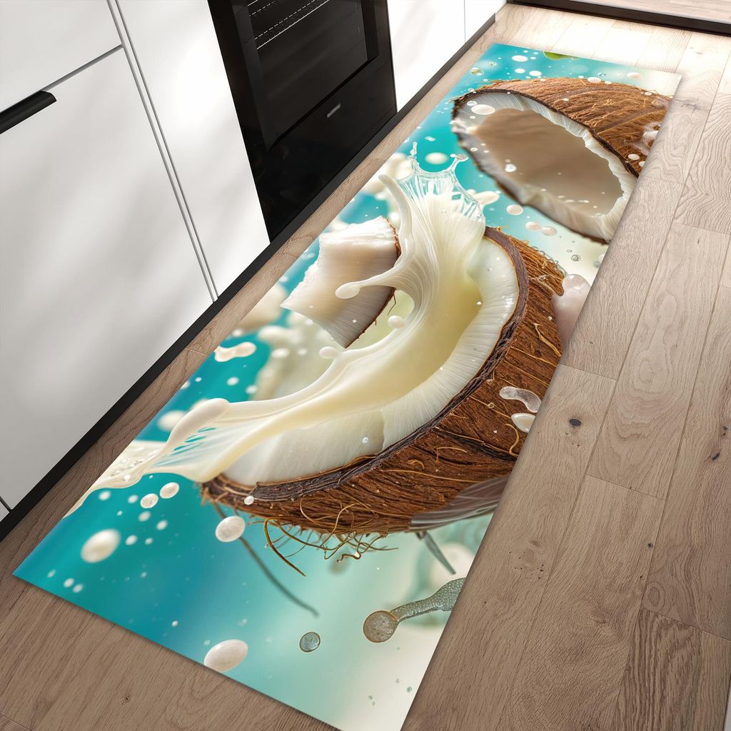Küchenteppich 60x90cm rutschfest & abwischbar PVC Läufer - Kokosnuss Splash