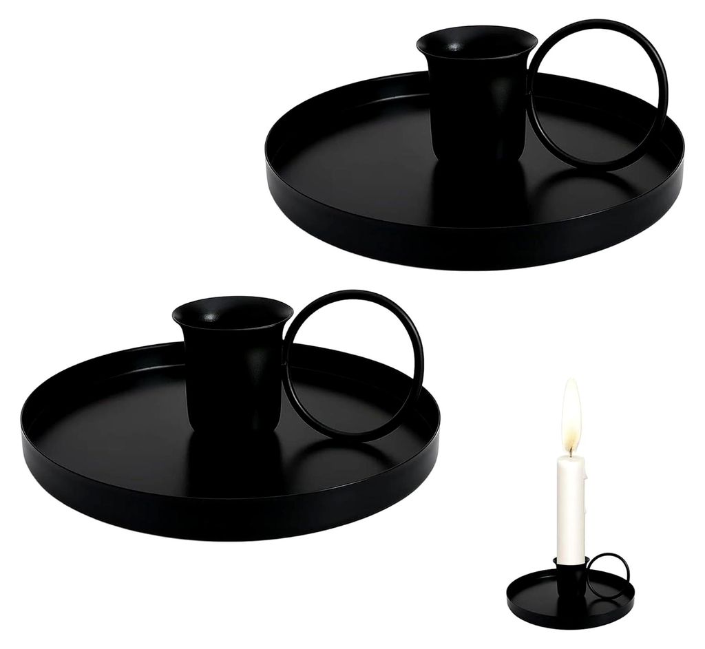 2 Stück Schwarze Kerzenhalter aus Metall für Stabkerzen - Vintage Kerzenständer für Hochzeit, Weihnachten, Party und Esstischdekoration