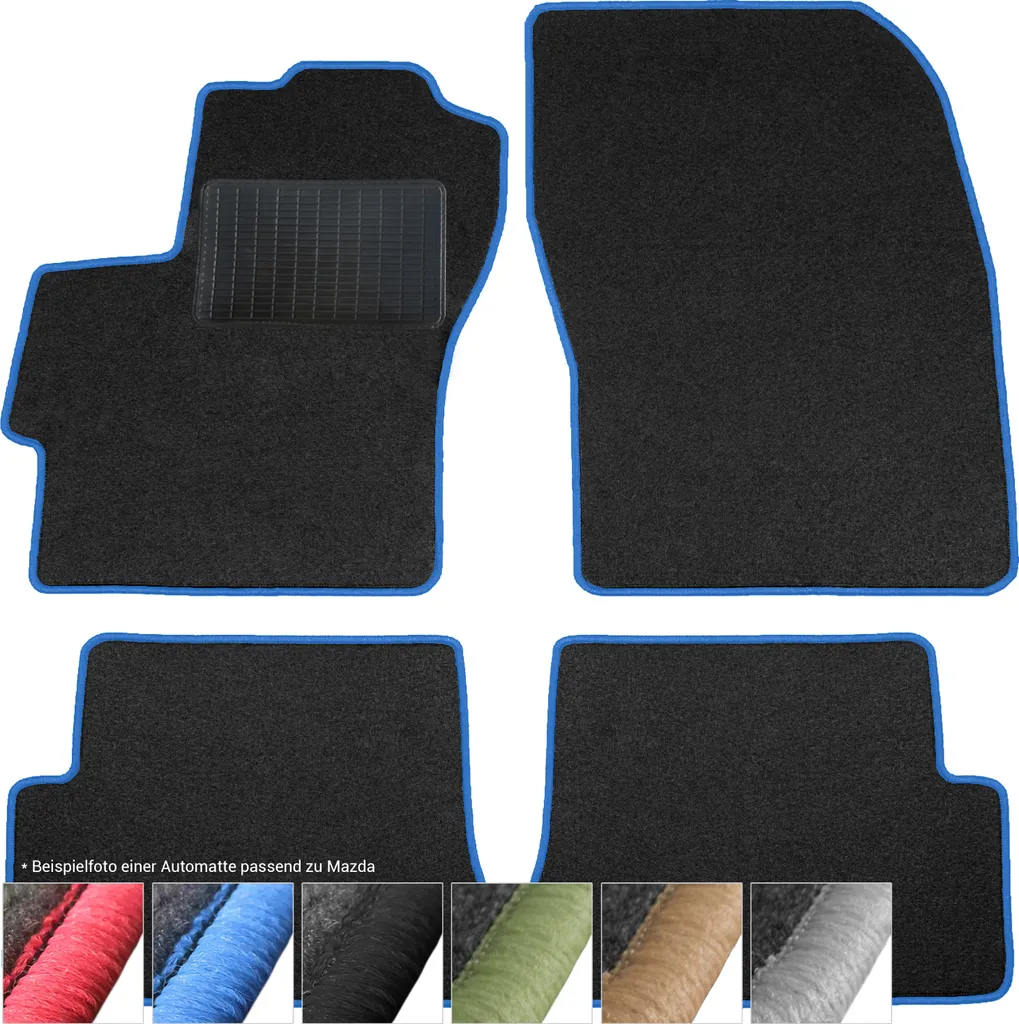 Tappetini Luxury Velour per Mazda CX-5 2012-2017 - Neri con Bordi Blu