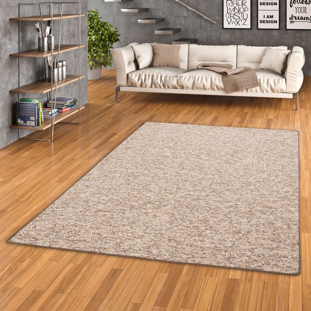 Luxus Woll-Optik Berber Teppich Juna Braun Meliert, Größe:80x160 cm