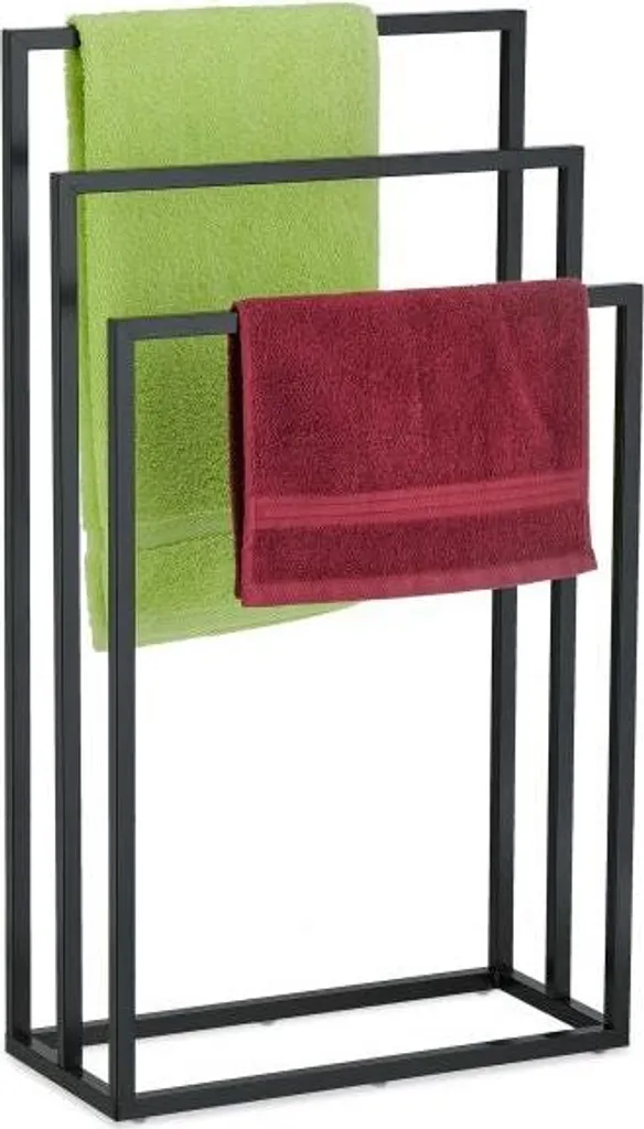 Porte-serviettes noir 3 rails en acier mat pour salle de bain chic