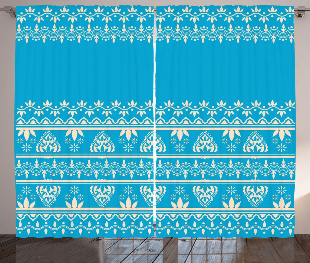 Rideau pour grand salon style traditionnel ethnique henné 280x225cm